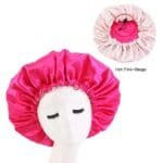 Double layer silky satin bonnet - hot pink - الصورة 2