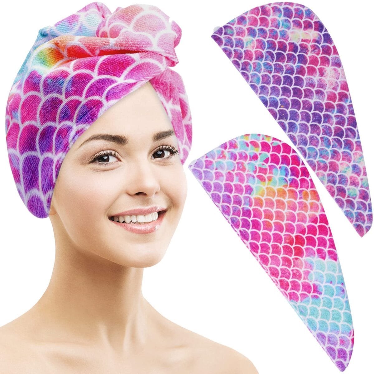 Mermaid Microfiber Hair Towel Turban - Image 3