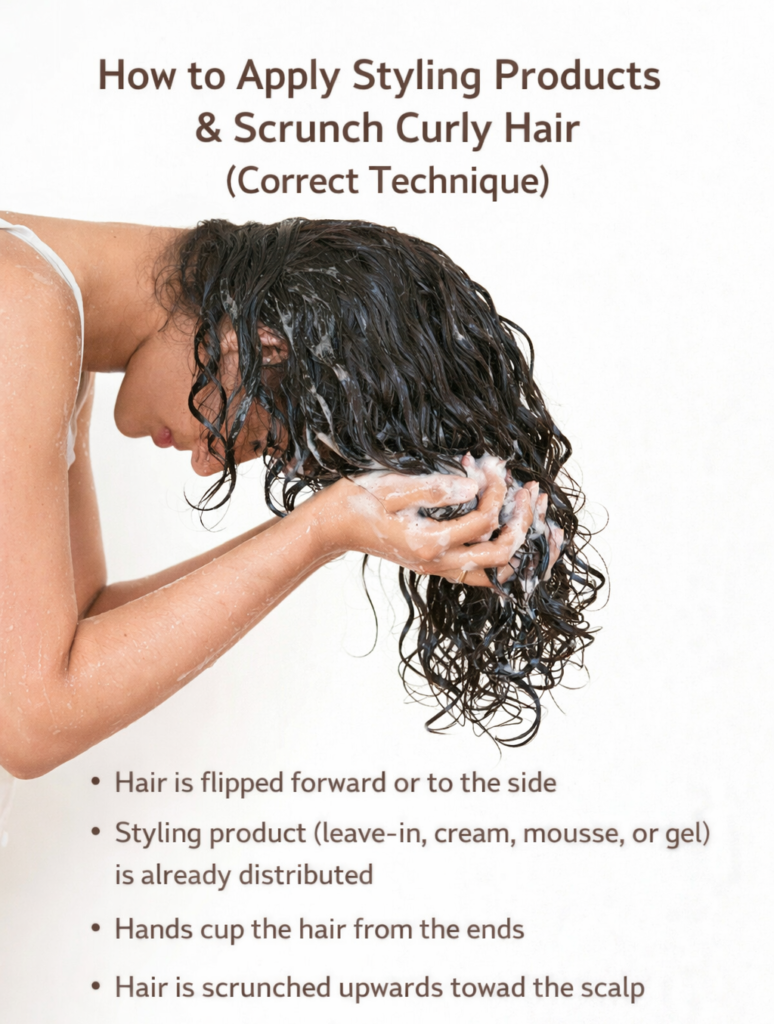 The Volume Revolution: Why "Base & Top" Gelling is 2026’s Biggest Curly Trend 2 Applying hair foam to roots for volume