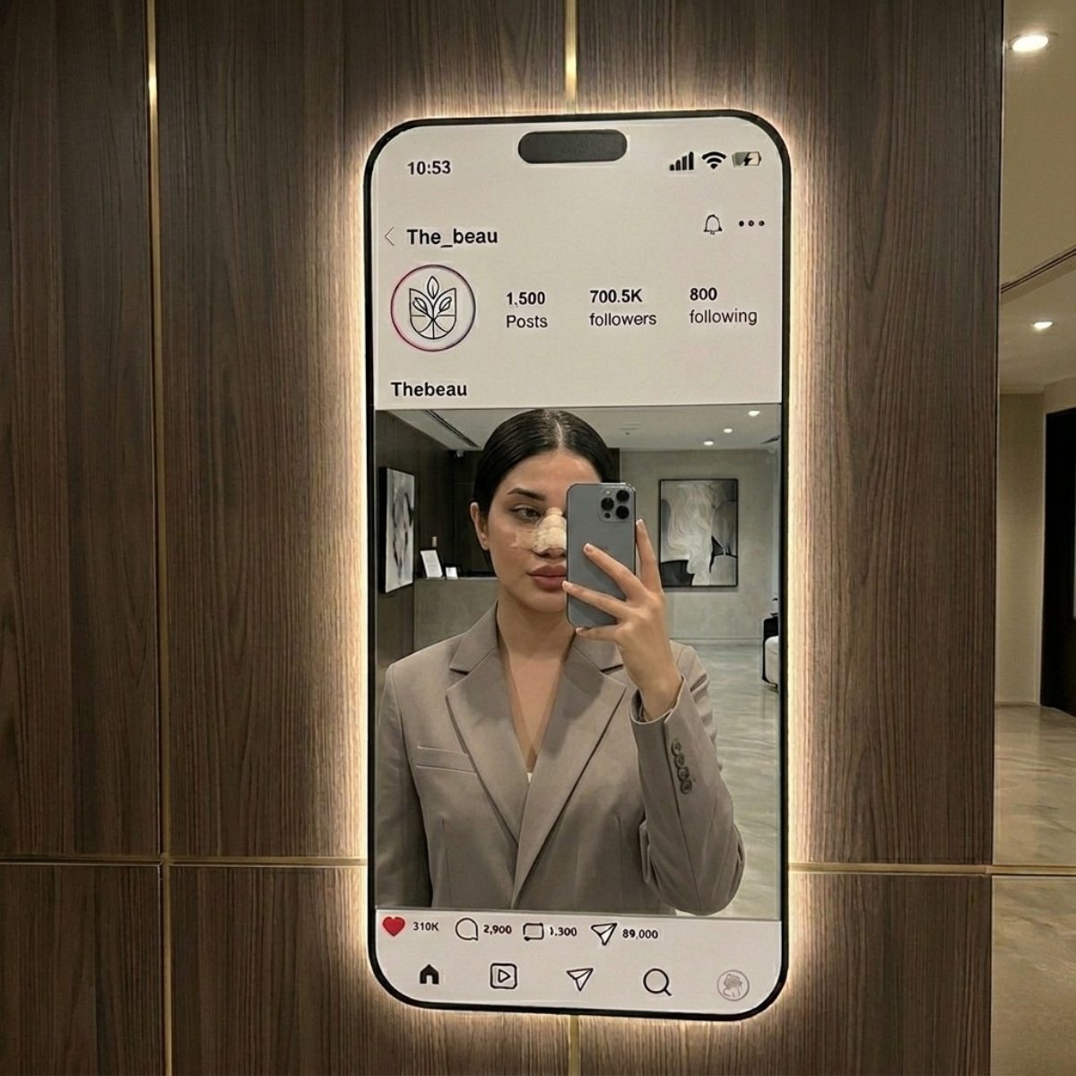 اسمك هنا 2 Custom Instagram Mirror Frame (79×36.4 cm) – Add Your Logo or Profile - الصورة 1