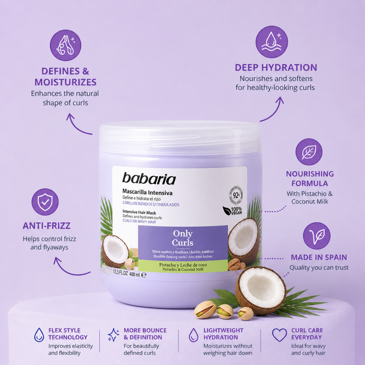 Babaria Only Curls Intensive Mask 400ml - Image 2