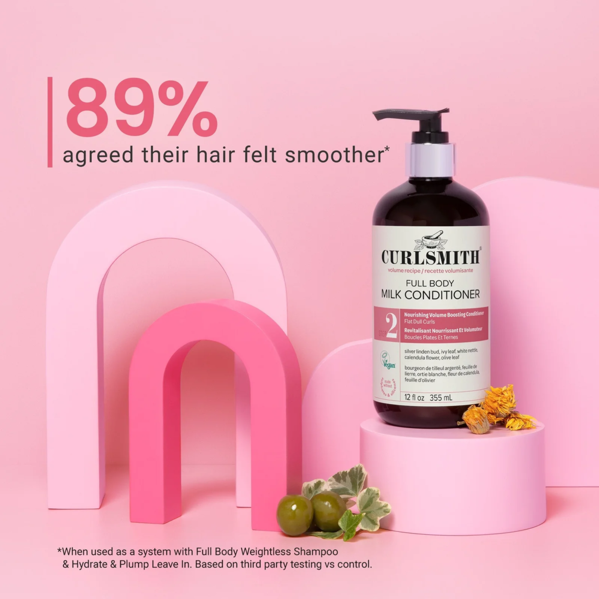 ⁦CurlSmith Full Body Milk Conditioner 355ml – Lightweight Volumizing Conditioner for Fine, Flat Curly Hair (Silicone-Free)⁩ - الصورة ⁦5⁩