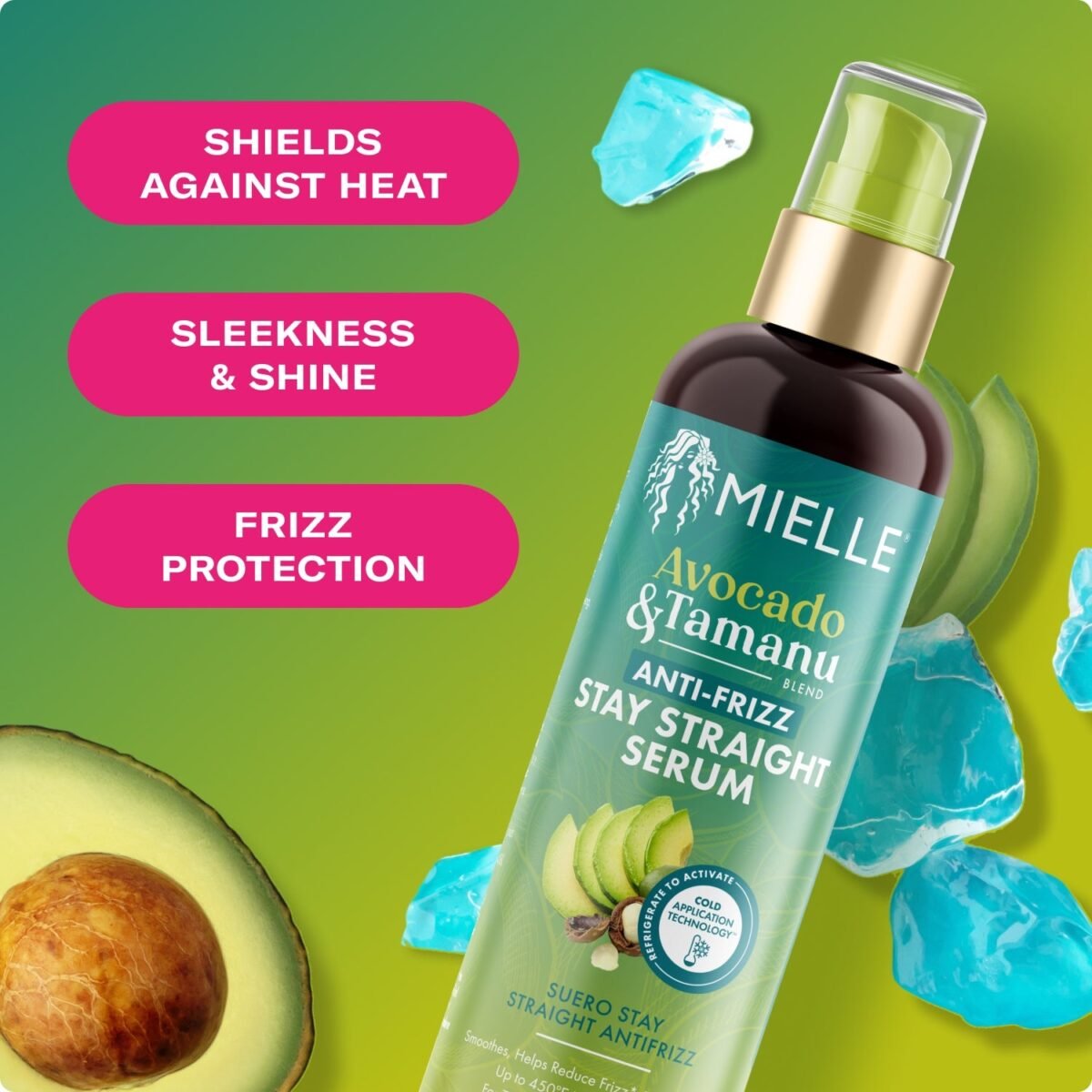⁦Mielle Avocado & Tamanu Anti-Frizz Stay Straight Serum with Heat Protection 177ml⁩ - الصورة ⁦2⁩